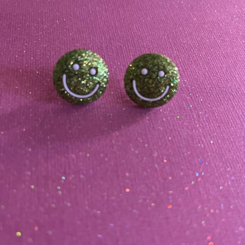 Smiley face glitter earrings